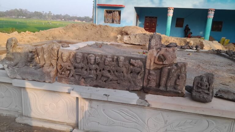 मंदिर का हो रहा था जीर्णोद्धार, खुदाई में निकली प्राचीन मूर्तियां