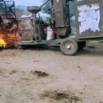 ट्रैक्टर से कुचल कर मासूम की मौत, नाराज ग्रामीणों ने ट्रैक्टर को जलाया